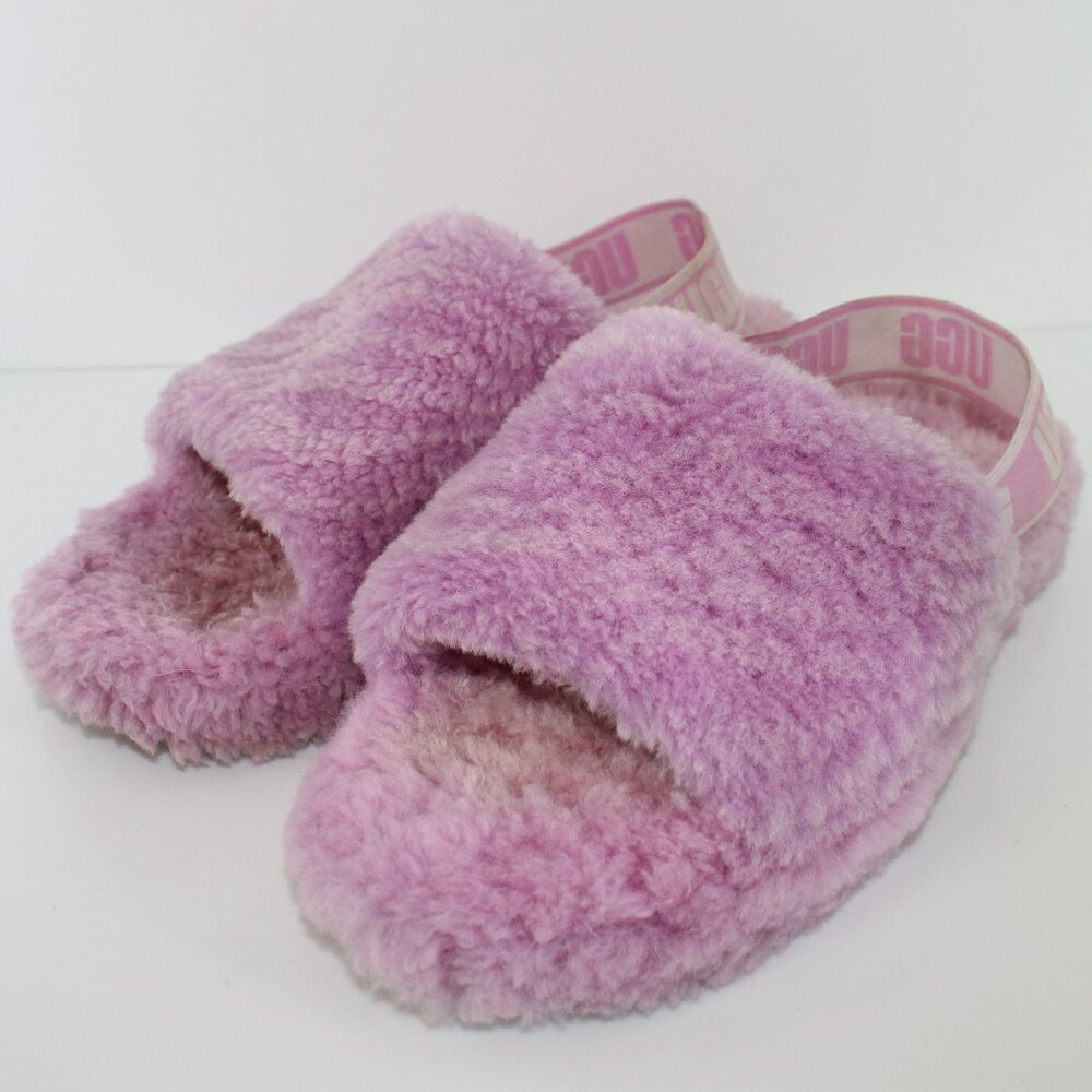 UGG Womens 6 Girls Size 4 Pink Wavy Wool Slingback Slipper Sandal 1124929K